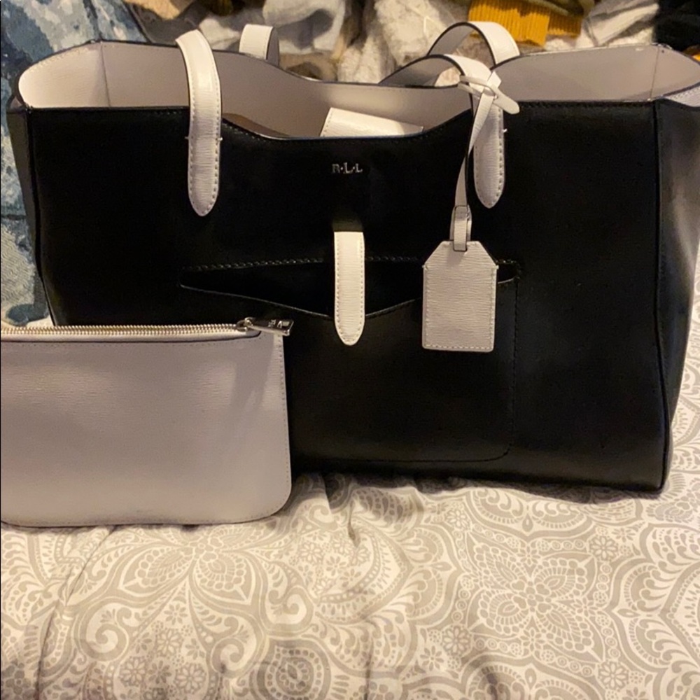 Lauren Ralph Lauren black and white tote
